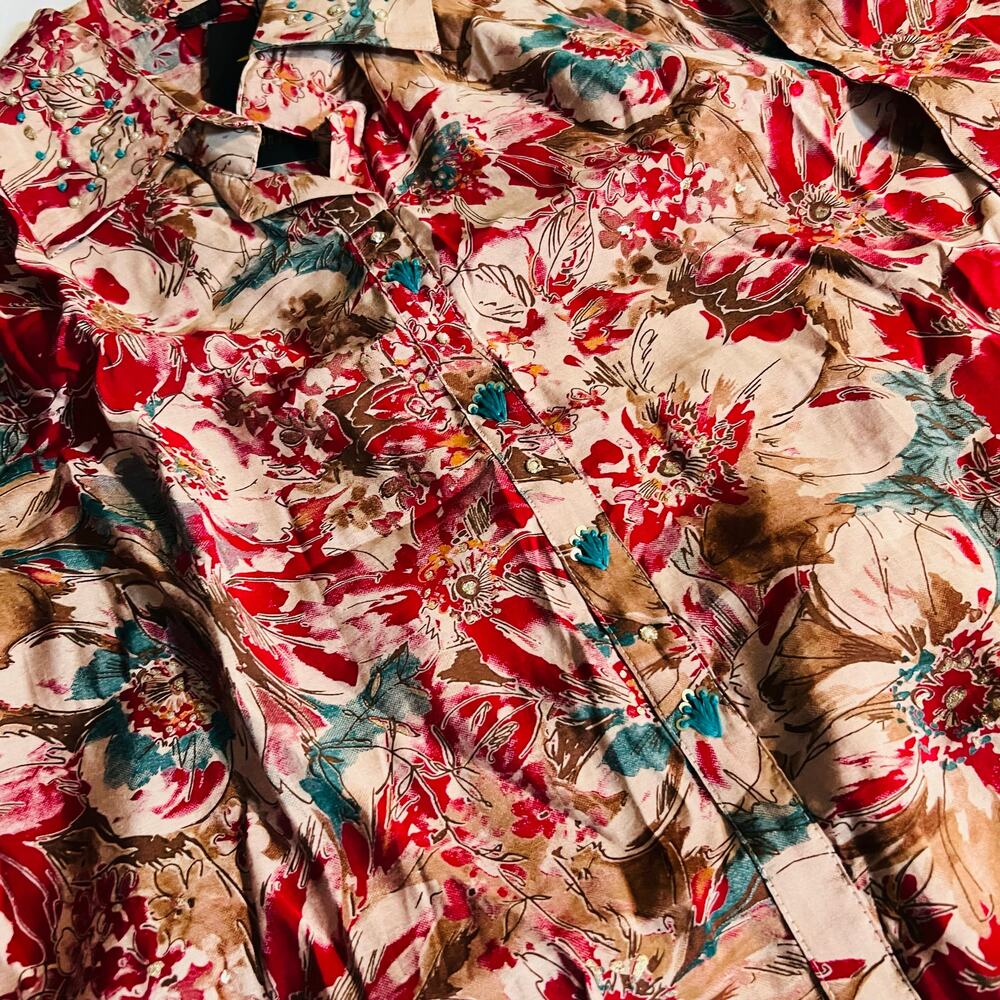 Fashion Icon Abstract Glittery Button Front Top Size 4XL NWT Multi - Picture 4 of 7